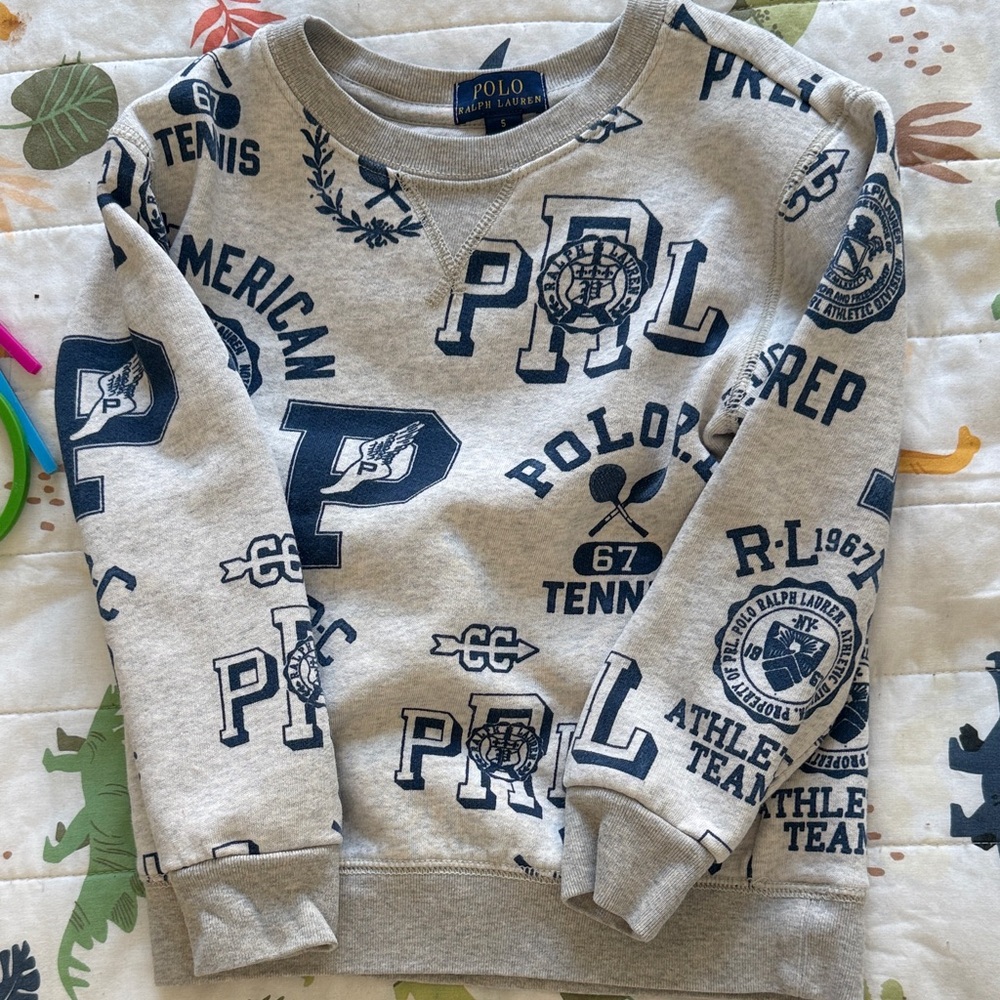 Polo by Ralph Lauren Kids Heather Gray Sweatshirt with Navy Logos